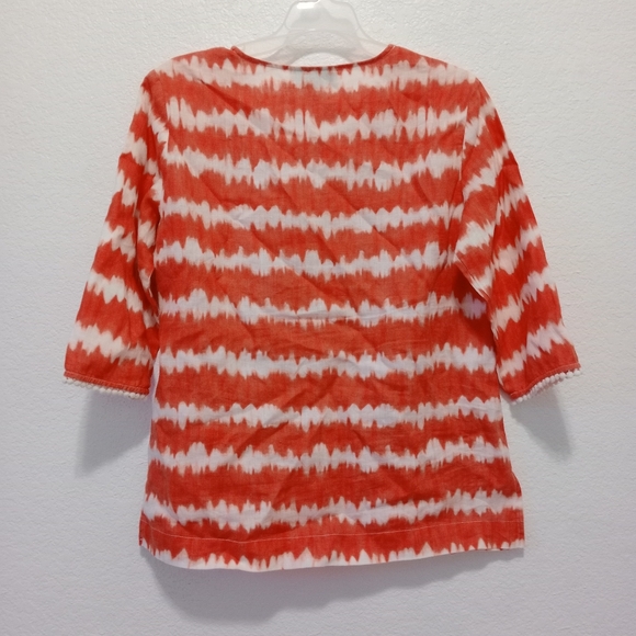 Jones New York Sport Petite 100% linen Tie Dye Boho Blouse size M - Picture 3 of 10